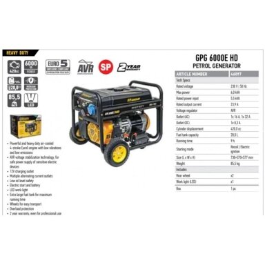 BENZININIS GENERATORIUS 6KW 46093 FFGROUP