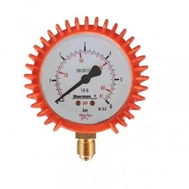 Manometras ⌀ 63 mm, skirtas TURBO LPG (propano-butano) 1/4″RH reguliatoriui