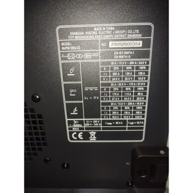Suvirinimo pusautomatis HUGONG NVPM 200 LCD (DUAL PULSE) 200A, 230V 2