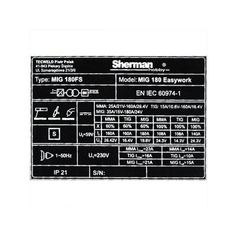 Suvirinimo pusautomatis Sherman MIG 180 Easywork 8